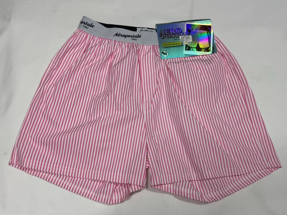 Aeropostale Pink White Stripe Boxer Shorts Size Medium New With Tags